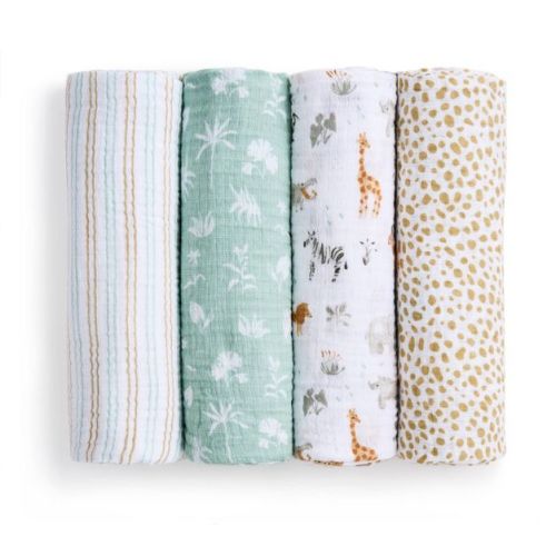 aden + anais essentials Muslin Swaddle Blankets - Giraffe Safari 4pk