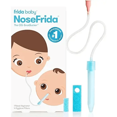 Frida Baby NoseFrida SnotSucker for Baby, Nasal Aspirator for Baby, Nose Sucker Baby Nasal Aspirator & 4 Hygiene Filters to Help Baby Breathe Easy
