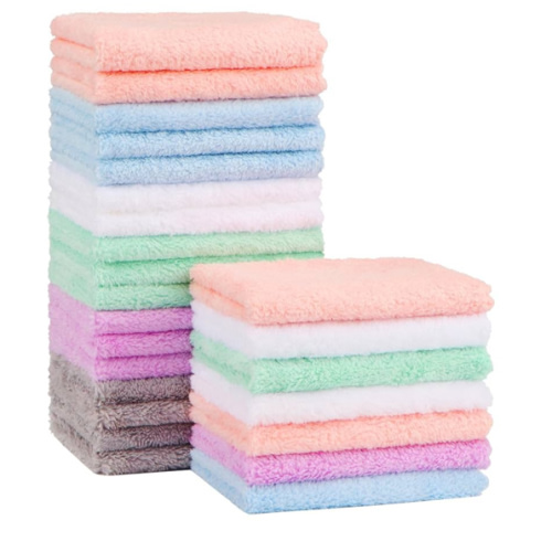 Orighty Baby Washcloths 24-Pack(7''x9''), Microfiber Coral Fleece Baby Towels, Super Soft and Absorbent Wash Cloths for Newborns, Infants and Toddlers, Gentle on Delicate Skin for Face Hands and Body