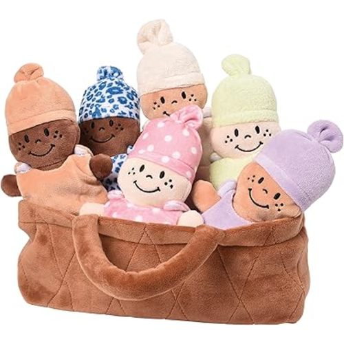 Creative Minds Basket of Babies Soft Baby Dolls, Sensory Toys, Multicultural, Diversity, Inclusion and Social Emotional Learning, Baby Toys for All Ages, Set of 6 Plush Dolls, Multicolor