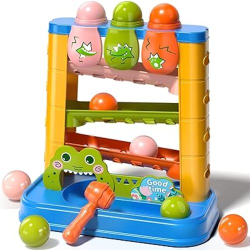 Hammer Toy for Toddler, Pound A Ball Toys for Toddler with 3 Colorful Balls & Hammer, Stacking Toys, Developmental Toys, Montessori Toys for Toddlers, Gifts for Girl Boy Age 3-6