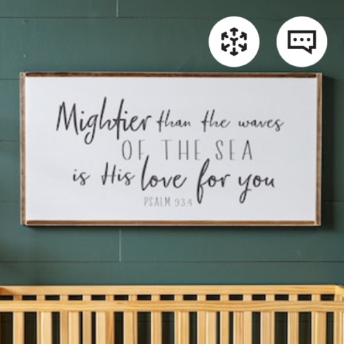Mightier Than The Waves Of The Sea Wood Sign | Scripture Nursery Sign | Mightier That The Waves Sign | Above Crib | Sign For Kids Room | 386