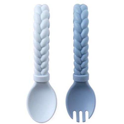 Itzy Ritzy Silicone Spoon & Fork Set, Blue