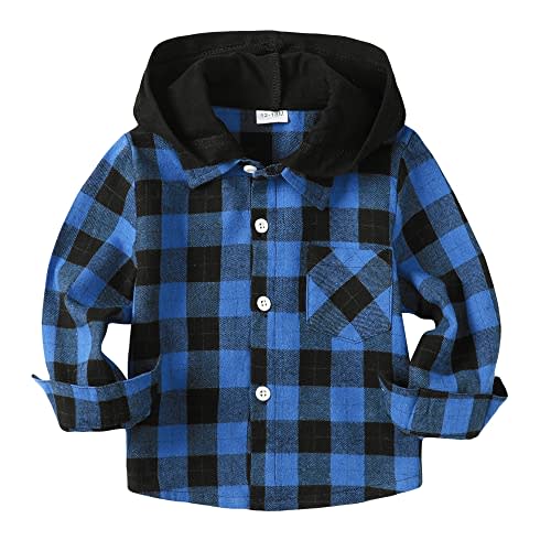 Baby Toddler Boys Long Sleeve Shirt Flannel Buffalo Plaid Shirts Button Down Jacket Top Outfit Fall Winter Clothes