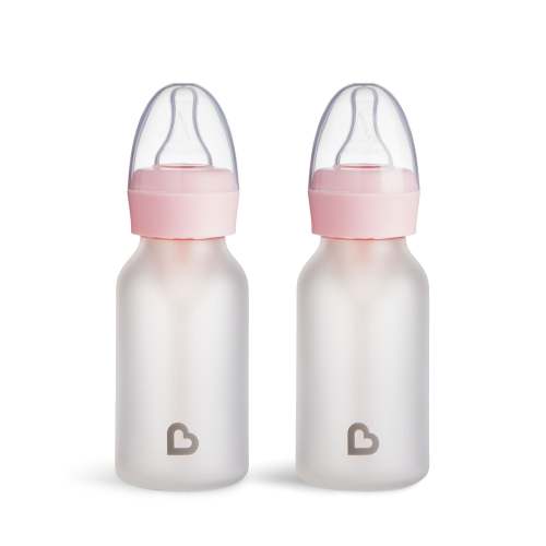 Munchkin Bond® Silicone Glass Bottle, 2-Pack - Pink / 4 Ounce