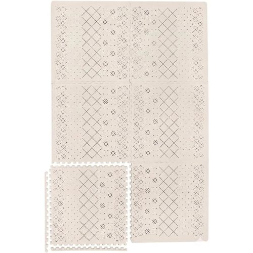 Yay Mats Stylish Extra Large Puzzle Play Mat, Thick, Soft, Non - Toxic Foam Covers 6 ft x 4 ft. Expandable Tiles with Edges - EVA Foam Play Mat for Floor (Carter Mudcloth Tan)