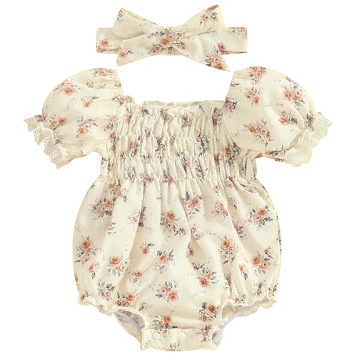 Mubineo Baby Girl Summer Clothes Flower Short Sleeve Romper Outfits Newborn Infant Cute Princess Rompers Jumpsuit Outfit