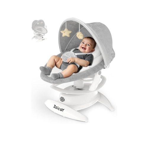 3-in-1 Baby Swing for Infants with Motion Detection, Electric Baby Swing with 3 Swing Modes, 12 Lullabies & 5-Speeds & Removable Swing Seat, BT Enabled & 360°Rotating Seat and Manual Remote, White