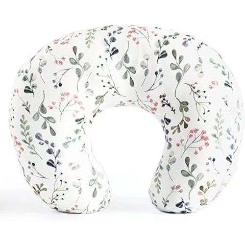 Nursing Pillow and Positioner, Breastfeeding, Bottle Feeding, Baby Sitting Support with Removable Ultra Soft Minky Cover, Tummy Time Support for Baby Boys and Girls(Floarl)