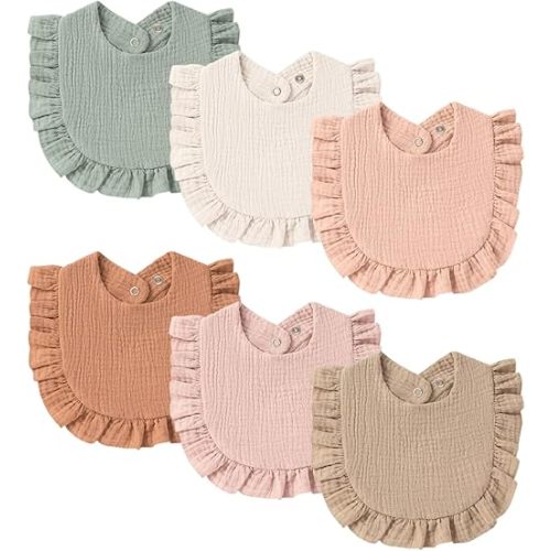 Baby Muslin Bibs Bandana Drool Bibs for Unisex Boys & Girls, Soft and Absorbent Cotton Teething Drooling Bib Set for Newborn Toddler