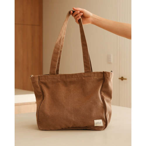 Everyday Pocket Tote - MOCHA CANVAS