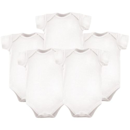 Luvable Friends Cotton Bodysuits 5pk, White, 3-6 Months