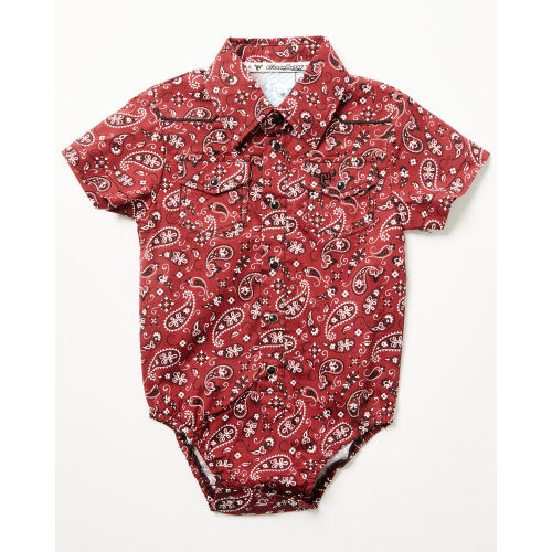 Cowboy Hardware Infant Boys' Bandana Paisley Print Short Sleeve Snap Onesie | Sheplers