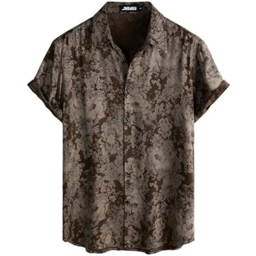 Mens Hawaiian Shirt Short Sleeve Button Down Tropical Shirts Casual Floral Summer Beach Shirt