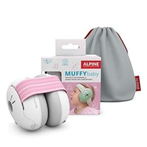 Alpine Muffy Baby Ear Protection for Babies and Toddlers up to 36 Months - CE & ANSI Certified - Noise Reduction Earmuffs - Comfortable Baby Headphones Against Hearing Damage & Improves Sleep - Pink