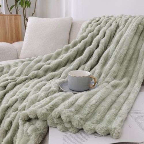 Kate Aurora Modern Lux Ultra Soft & Plush Ribbed Accent Throw Blanket - 50 in. W x 60 in. L - Sage