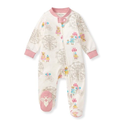Burt's Bees Baby Baby Girls Pajamas Sleep and Play, Soft 100% Organic Cotton One-Piece PJ with Non-Slip Bee Grip Footies