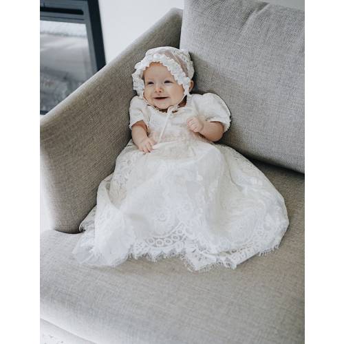 The Paisley Dress for baby christening, baptism, blessing, includes bonnet