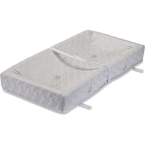 LA Baby 4 Sided Changing Pad w/Blended Viscose Bamboo Quilted Cover, 32" - Made in USA. Easy to Clean w/Non-Skid Bottom, Safety Strap, Fits Standard Changing Tables for Best Infant Diaper Change