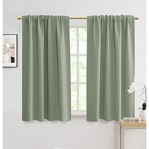 PANELSBURG Sage Green Blackout Curtains 48 Inch - Set of 2 Panels