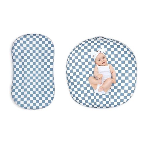 DILIMI Newborn Lounger Covers, Soft Baby Lounger Covers for Girls Boys, Blue Checkerboard, Lounger Pillow Not Included