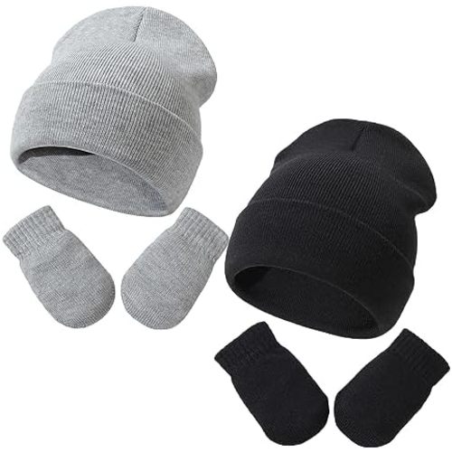 Baby Beanie Hat Gloves Set, Kids Winter Warm Knit Hat with glvoes,Toddler Soft Beanie for Little Boys Little Girls Children