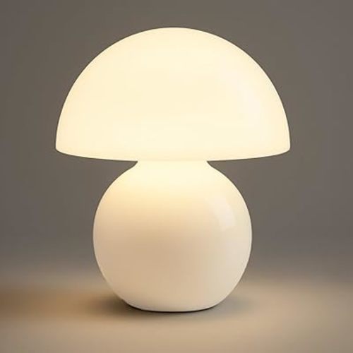 Mushroom Table Lamp - Cute Table Lamp and Mushroom Light for Bedroom, Aesthetic Dimmable Glass Design for Desk or Nightstand