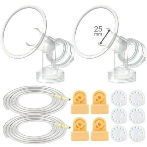 Maymom Breast Pump Kit Compatible with Medela Pump in Style Advanced Breast Pumps; 2 Breastshields (one-piece, 25mm), 4 Valve, 6 Membrane, 2 Tubing Can Replace Medela Pump in Style Valve