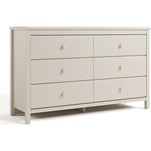 Storkcraft Alpine 6-Drawer Double Dresser – GREENGUARD Gold Certified Nursery Essential, Kids Storage Chest, Bedroom Organizer, Modern Dresser, Easy to Match (Frosted Oat)