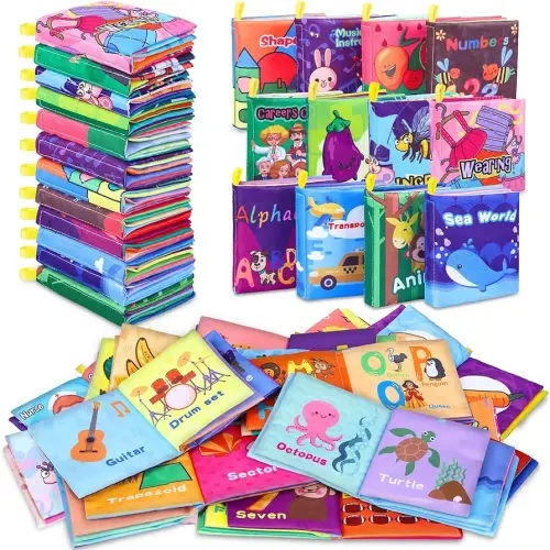 Baby Bath Books, Fabric Soft Baby Cloth Books, Early Education Toys, Waterproof Baby Books for Toddler, Newborn, Infants Perfect Shower Toys, Kids Bath Toys Baby Gift (12PCS)