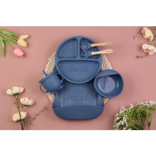 Personalized Silicone Baby Weaning Set, Engraved Silicone Bib, Cartoon Weaning Set for Toddler Baby Kids, Feeding Set With Name - Etsy