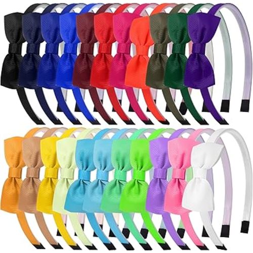 Candygirl Bows Headbands for Girls Toddler, 22pcs Ribbon Hair Bow Head bands for Kids Children Cute Hairbands for Daily School Hair Accessories