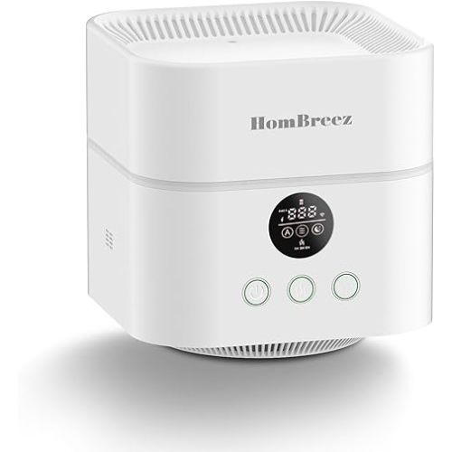Air Purifier and Humidifier Combo for Bedroom, Covers Up to 200ft², H13 True HEPA Filter, 500ML Water Tank, Quiet Cool Mist Top Fill Essential Oil Diffuser for Baby, Pet Room, White