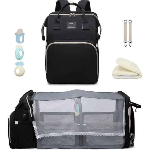 Baby Diaper Bags with Changing Station,900D Oxford Waterproof Diaper Bag Backpack for Moms Dads with USB Charging Port,Large Capacity Baby Essentials(Ungrade Black)