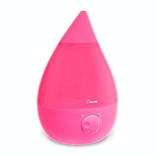 Crane Ultrasonic Cool-Mist Drop Shape Humidifier in Pink