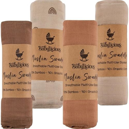 Muslin Swaddle Blankets - 4 Pack | Muslin Baby Blanket for Newborn Boy/Girl | Soft&Breathable Receiving Blankets | Newborn Swaddle Blanket (47" x 47")| Baby Essentials,Registry & Gift- Desert Dreams