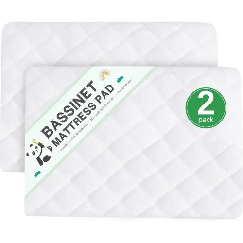 Waterproof Bassinet Mattress Protector, Fit for 20" x 33" Angelbliss (3 in 1), IKOMZY, YADAQE, Cowiewie and Nordmiex Bassinet, Ultra Soft Breathable, Viscose Made from Bamboo Surface, Washer & Dryer
