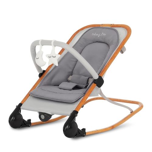 Dream on Me Rock With Me 2-in-1 Baby Rocker and Stationary Seat, Infant Rocker with Removable Toy Bar, Soothing Music & Vibration, 0-6 Months, Up to 20 Lbs