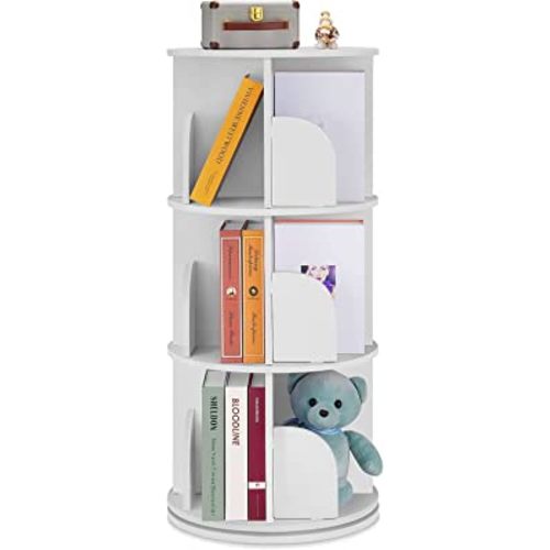 NAIYUFA Rotating Bookshelf 360 Display Floor Standing Bookcase Storage Rack for Kids&Adults Multi-Functional Bookshelf Organizer