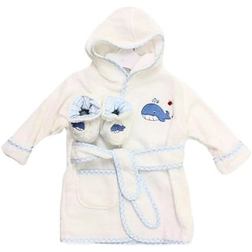 Spasilk 100% Cotton Hooded Terry Bathrobe with Booties — Baby Girl Gifts — Baby Boy Gifts — Shower Gift