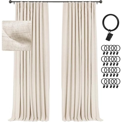 INOVADAY Cream Blackout Curtains 45 Inches Long, 100% Light Blocking Thermal Insulated Room Darkening Curtains & Drapes for Bedroom Living Room + 20 Curtain Ring Clips -2 Panels, W40 x L45, Cream