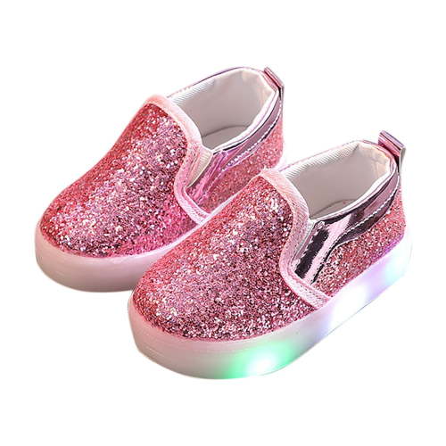 CYRBOKO Light Up Sneakers for Baby Girls, Breathable Comfortable Slip On Princess Casual Shoes Pink Size 9-12 Months