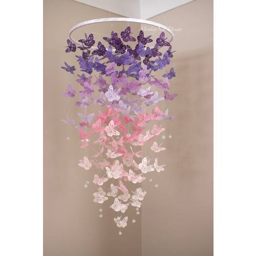 FULL BODIED Butterfly Mobile/Butterfly Crib Mobile/Purple/Pink Butterflies/Girl room/Baby shower/Nursery Decor/Nursery mobile/Baby nursery.