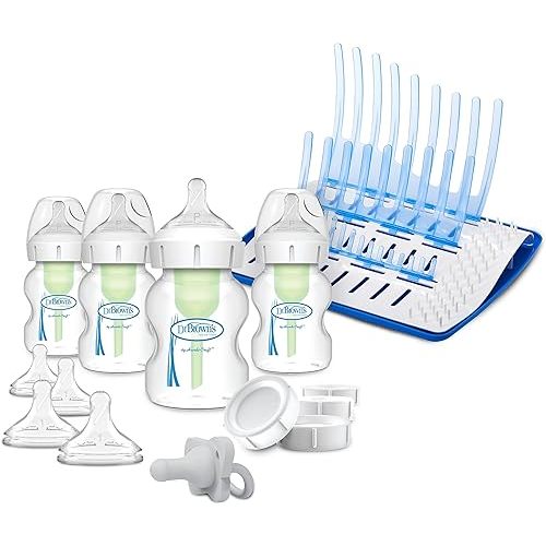 Dr. Brown's Natural Flow® Anti-Colic Baby Feeding Set with Folding Drying Rack