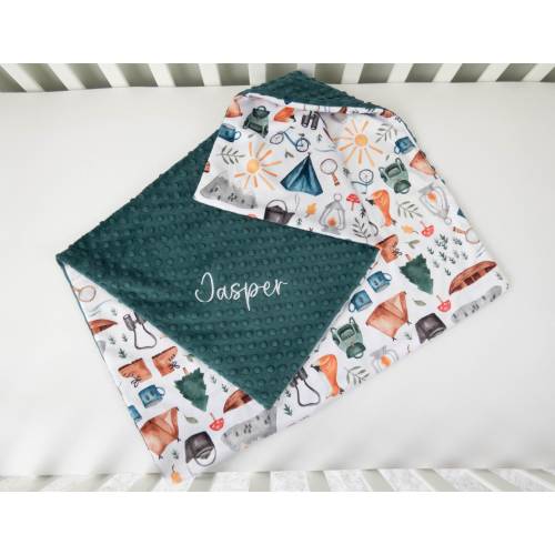 Camping Personalized Baby Blanket, Minky Baby Blanket, Baby Blanket with Name, Monogram Baby Blanket,  Happy Camper Baby Blanket, Outdoors