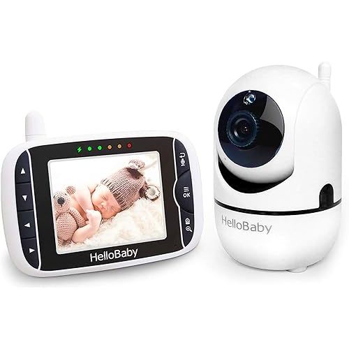 HelloBaby Travel Baby Monitor with Remote Pan-Tilt-Zoom Camera and 3.2'' LCD Screen, Infrared Night Vision (Black)