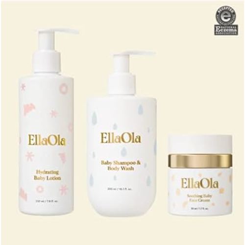 Basic Baby Essentials Bundle | Set Includes - Shampoo & Body Wash, Hydrating Lotion, and Soothing Face Cream | Organic, Plant Derived Ingredients for Sensitive Skin - Fragrance Free Formulas