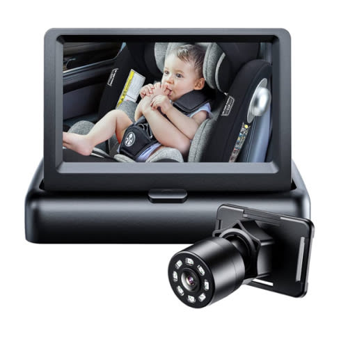 Itomoro Baby Car Mirror, View Infant in Rear Facing Seat with Wide Crystal Clear View,360° Rotation Plug and Play Easy Install baby car monitor 1080p