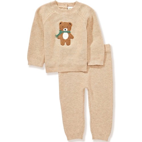Little Me Long-Sleeve Bear-Themed Sweater & Solid Pant Set (3M)