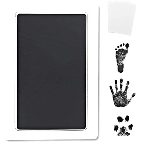 Inkless Large Clean Touch Ink Pad Kit for Baby Footprint, Handprint & Pet Paw Print - No Ink Mess, Clear Detailed Print, Smudge Resistant, Long Lasting, Baby Safe, Includes 2 Cardstock (Clean-Touch - Black) - Clean Touch - Black